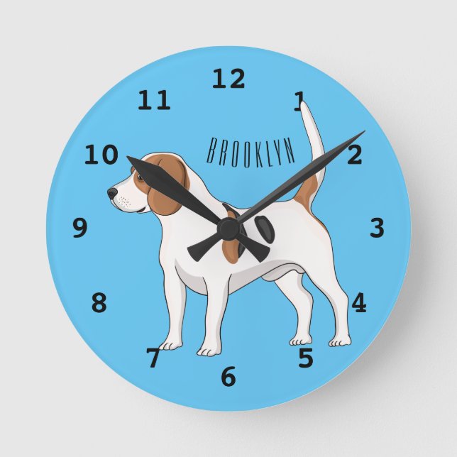 Beagle dog cartoon illustration  round clock (Front)
