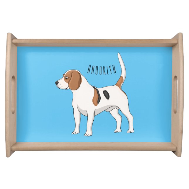 Beagle dog cartoon illustration  serving tray (Front)