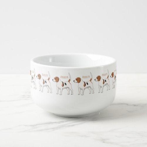 Beagle dog cartoon illustration  soup mug