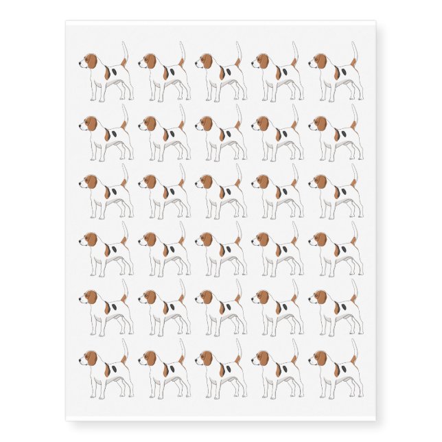 Beagle dog cartoon illustration  temporary tattoos (Front)