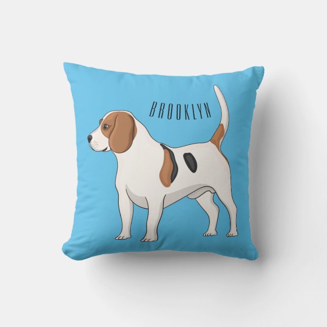 Beagle dog cartoon illustration  throw pillow (Front)