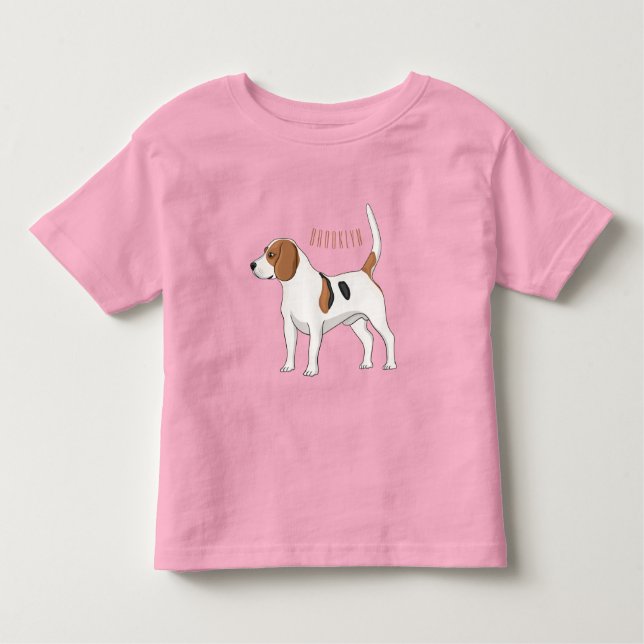 Beagle dog cartoon illustration  toddler t-shirt (Front)