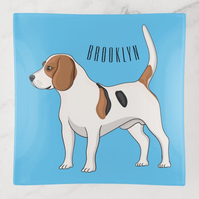Beagle dog cartoon illustration  trinket tray (Front)