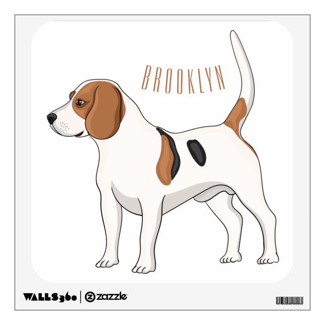 Beagle dog cartoon illustration wall decal (Front)