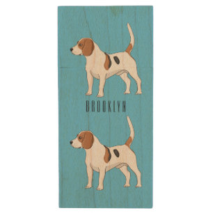 Beagle dog cartoon illustration wood flash drive