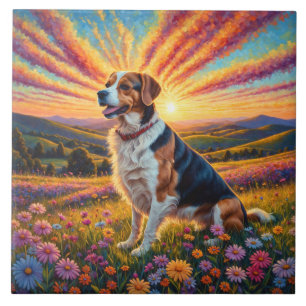 Beagle dog ceramic tile