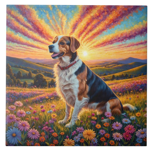 Beagle dog ceramic tile (Front)