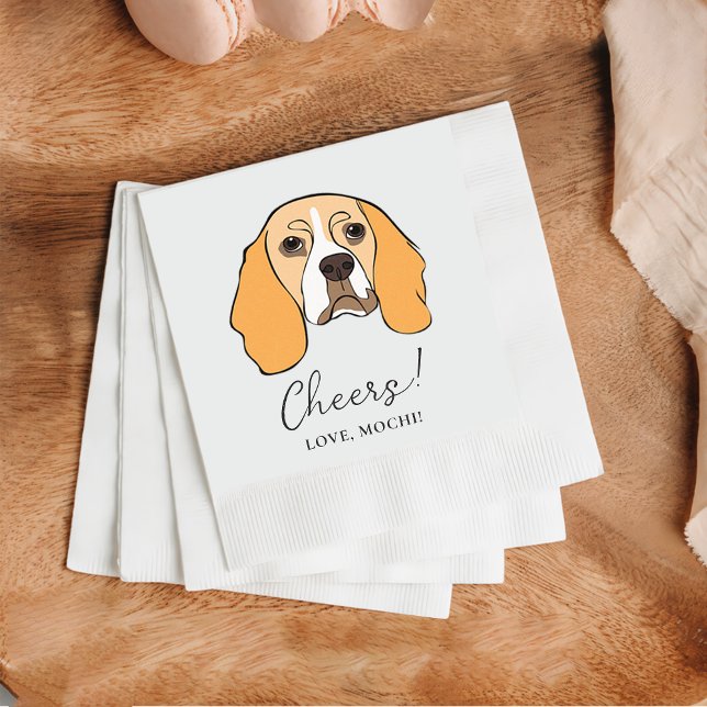 Beagle Dog Cheers Dog Custom Cocktail Napkin (Creator Uploaded)