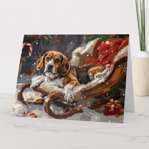 Beagle Dog Christmas Festive Card