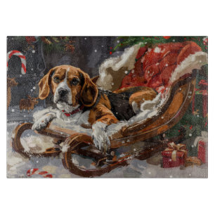 Beagle Dog Christmas Festive Cutting Board