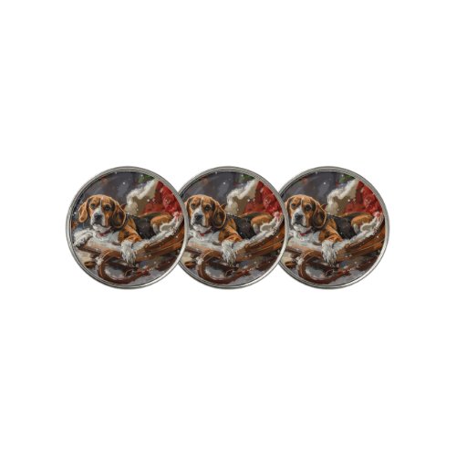 Beagle Dog Christmas Festive Golf Ball Marker