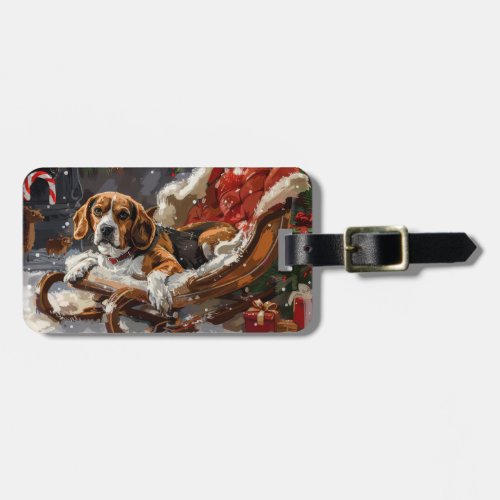 Beagle Dog Christmas Festive Luggage Tag