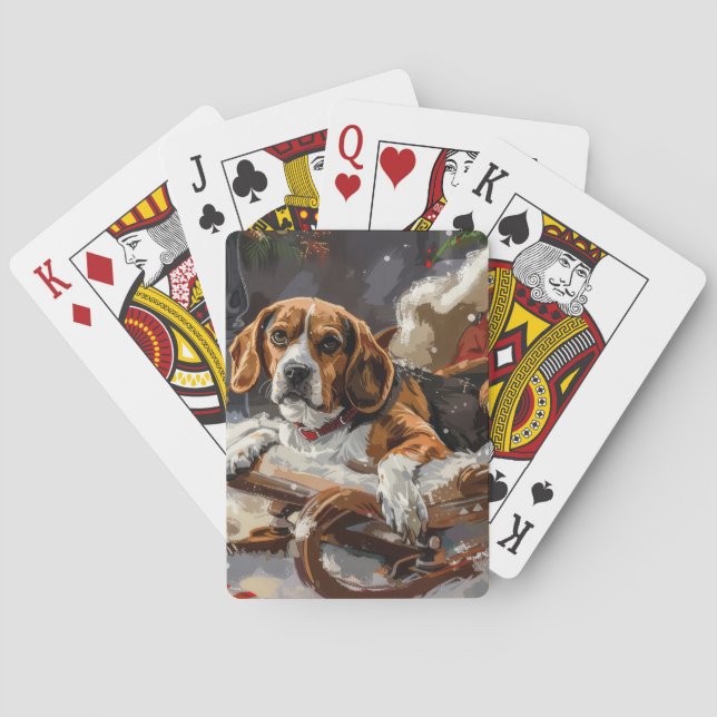 Beagle Dog Christmas Festive Poker Cards (Back)