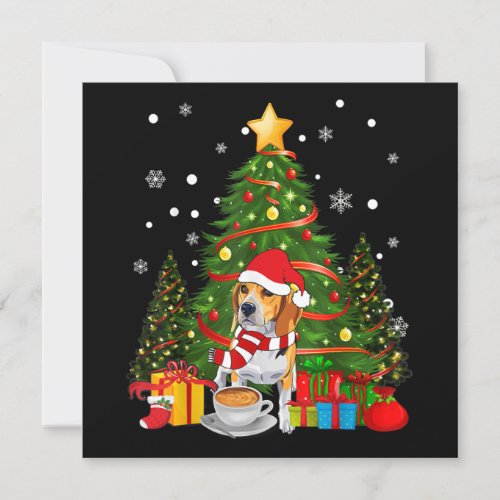 Beagle Dog Christmas Is Gift Coffee Light Tree Invitation