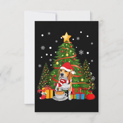 Beagle Dog Christmas Is Gift Coffee Light Tree RSVP Card