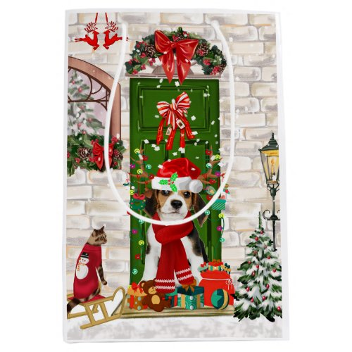 Beagle Dog Christmas  Medium Gift Bag