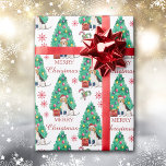Beagle Dog Christmas Pattern Wrapping Paper<br><div class="desc">There's an adorable brown, black and white Beagle dog featured on this Holiday wrapping paper. The dog wears a red and white Santa hat, and sits in front of a decorated Holiday tree. The image is repeated across the surface, and there are red snowflakes and striped candy canes between the...</div>