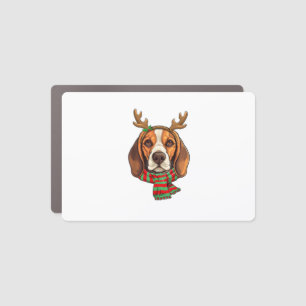 Beagle Dog Christmas Reindeer Santa Hat Funny Xmas Car Magnet