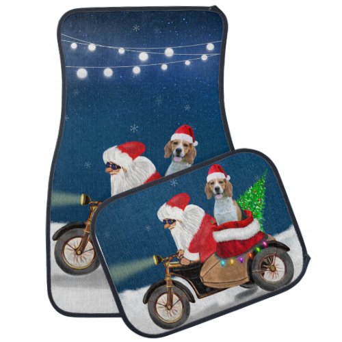 Beagle Dog Christmas Santa Claus  Car Floor Mat