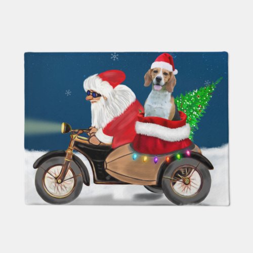 Beagle Dog Christmas Santa Claus  Doormat