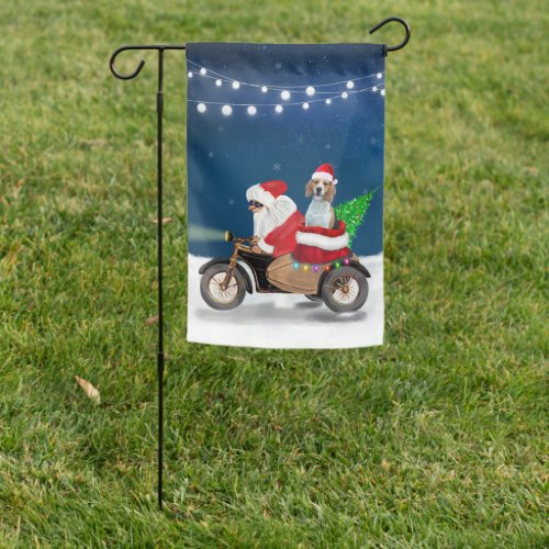 Beagle Dog Christmas Santa Claus  Garden Flag