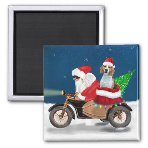 Beagle Dog Christmas Santa Claus Magnet