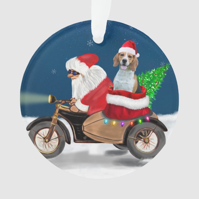 Beagle Dog Christmas Santa Claus  Ornament (Front)