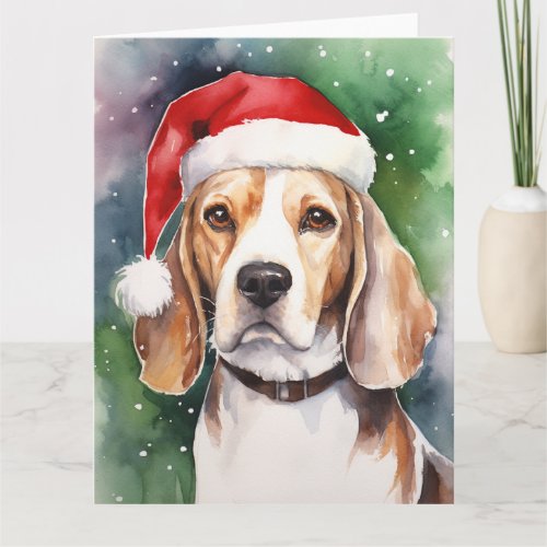Beagle Dog Christmas Santa Paws Card