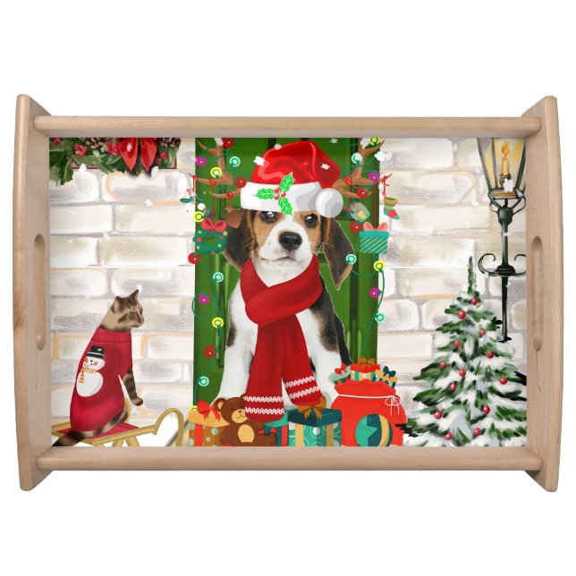 Beagle Dog Christmas  Serving Tray (Front)