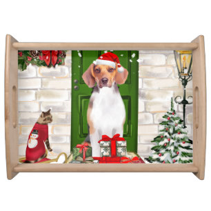 Beagle Dog Christmas Serving Tray