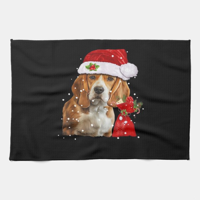 Beagle Dog Christmas T Shirt Christmas Dog Essenti Kitchen Towel (Horizontal)