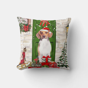 Beagle Dog Christmas Throw Pillow