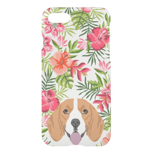 Beagle dog clear case hawaiian tropical florals (Back)