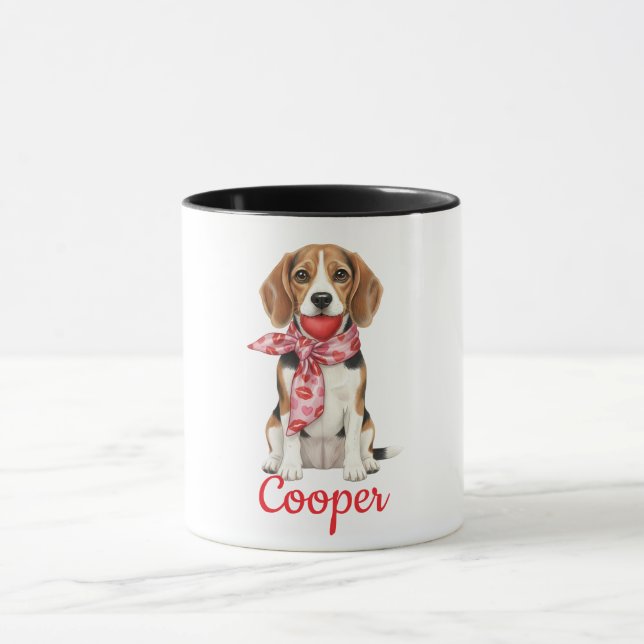 Beagle dog coffee mug happy valentines day 2026 (Center)