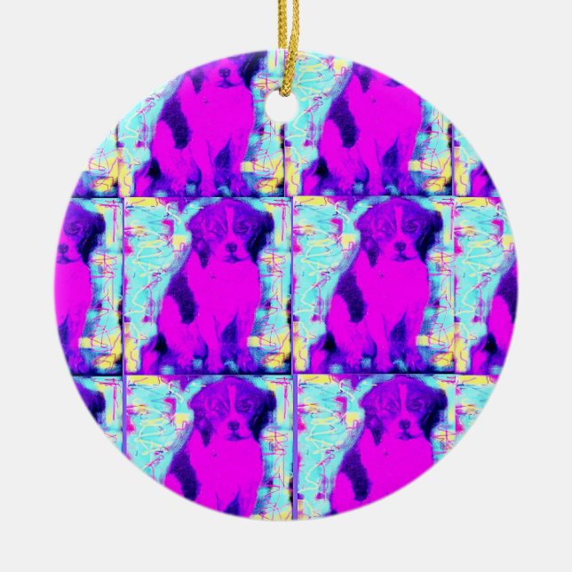 beagle dog collage ceramic ornament (Front)