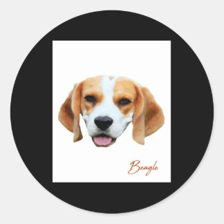 Beagle Dog Color Portrait Classic Round Sticker
