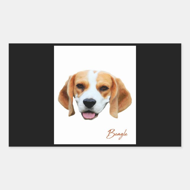 Beagle Dog Color Portrait Rectangular Sticker (Front)