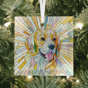 Beagle dog - Colorful Mosaic art Glass Ornament
