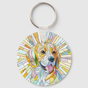 Beagle dog - Colorful Mosaic art Keychain