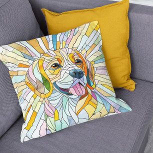 Beagle dog - Colorful Mosaic art Throw Pillow