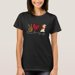 Beagle Dog Cute Peace Love Puppy T-Shirt