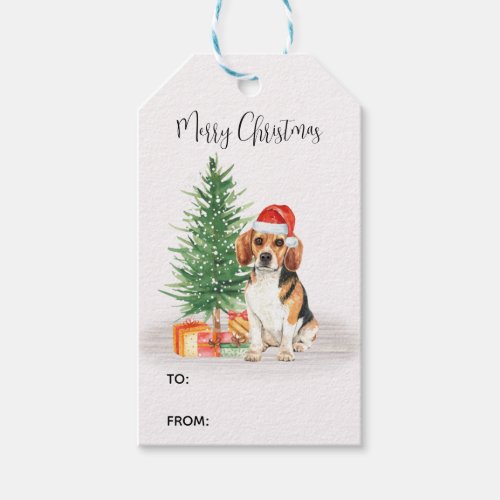 Beagle Dog Cute Santa Festive Christmas Gift Tags