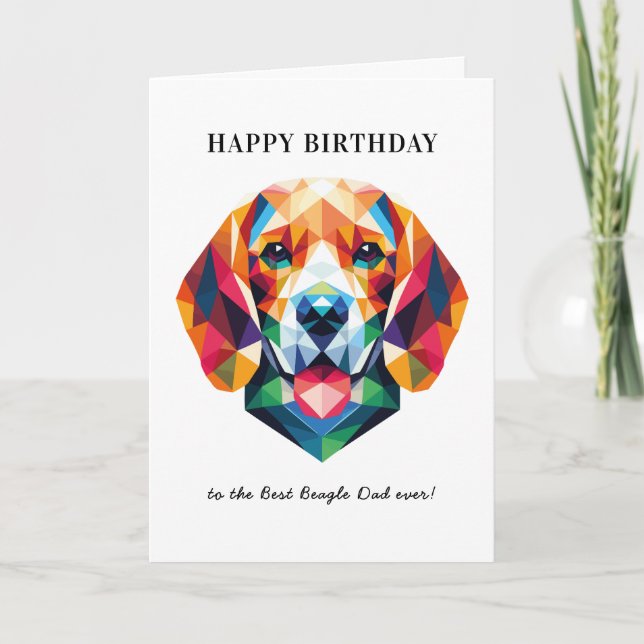 Beagle Dog Dad Personalized Modern Birthday Card (Front)