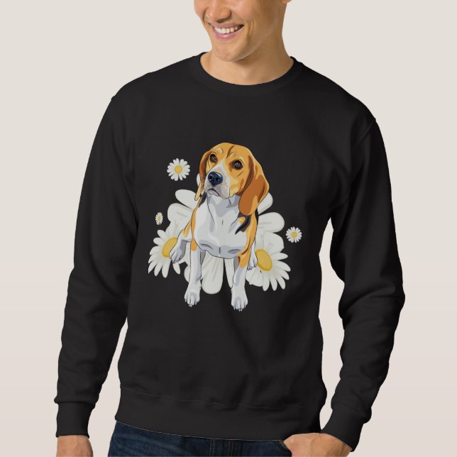 Beagle Dog Daisy Flower Floral Beagle Sweatshirt (Front)