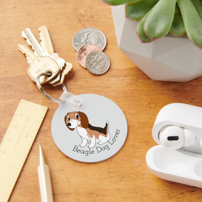 Beagle Dog Design Any Colour Background Keychain (Desk)