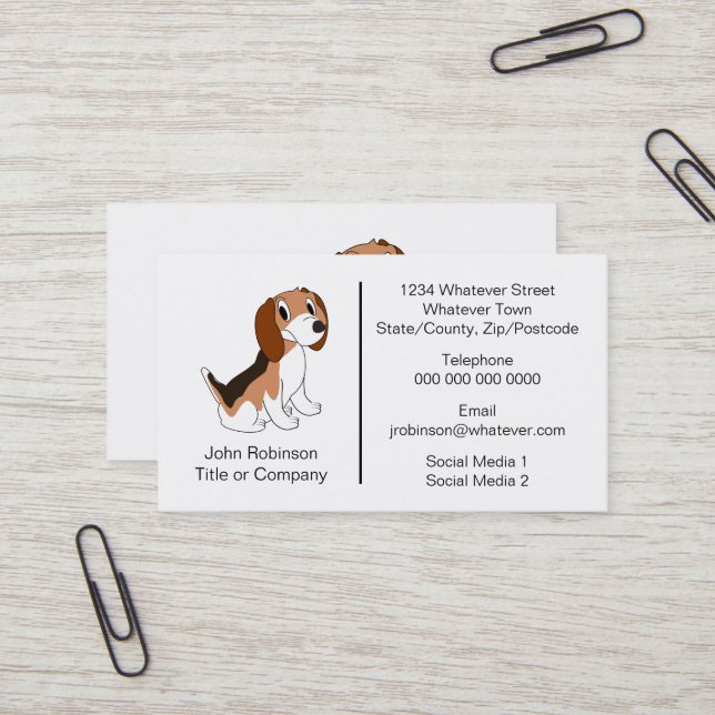 Beagle Dog Design Boarding Kennels Business Card (Front/Back In Situ)