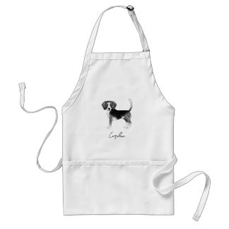 Beagle Dog Design In Black And White With Name Adult Apron