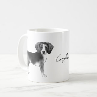 Beagle Dog Design In Black And White With Name Coffee Mug