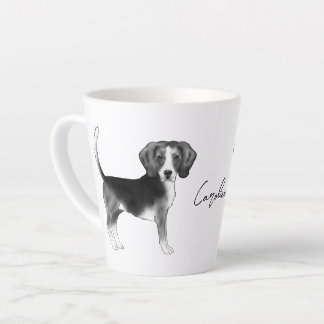 Beagle Dog Design In Black And White With Name Latte Mug