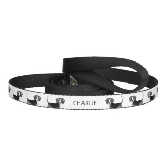 Beagle Dog Design In Black And White With Name Pet Leash